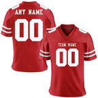 Custom American Football Jersey, Personalized Red Jersey Shirt with Printed Team Name Number, Football Top for Men Women Youth