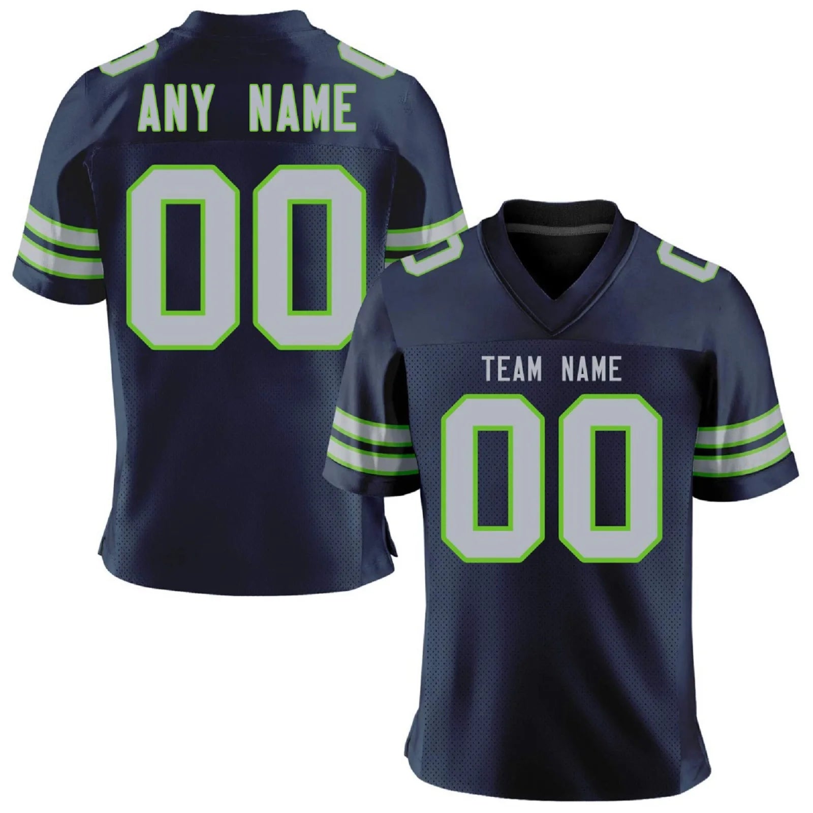 Personalized Gray Green American Football Jersey Custom Print Team Name Number Training Jersey Men Women Youth Fans Shirt