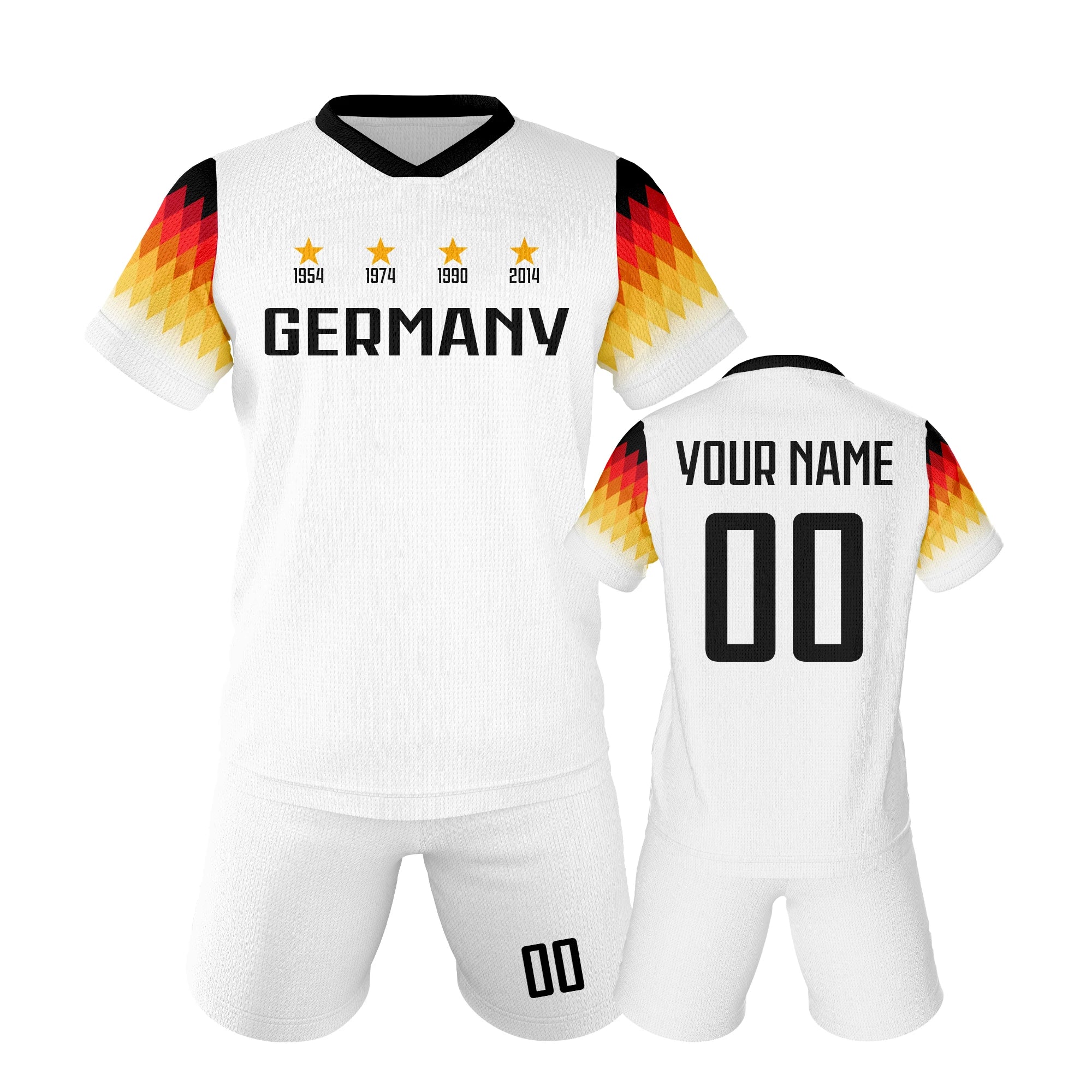 Custom Kids Soccer Jersey Shorts Germany Football Set with Personalized Name and Number School Team Club Training Jerseys