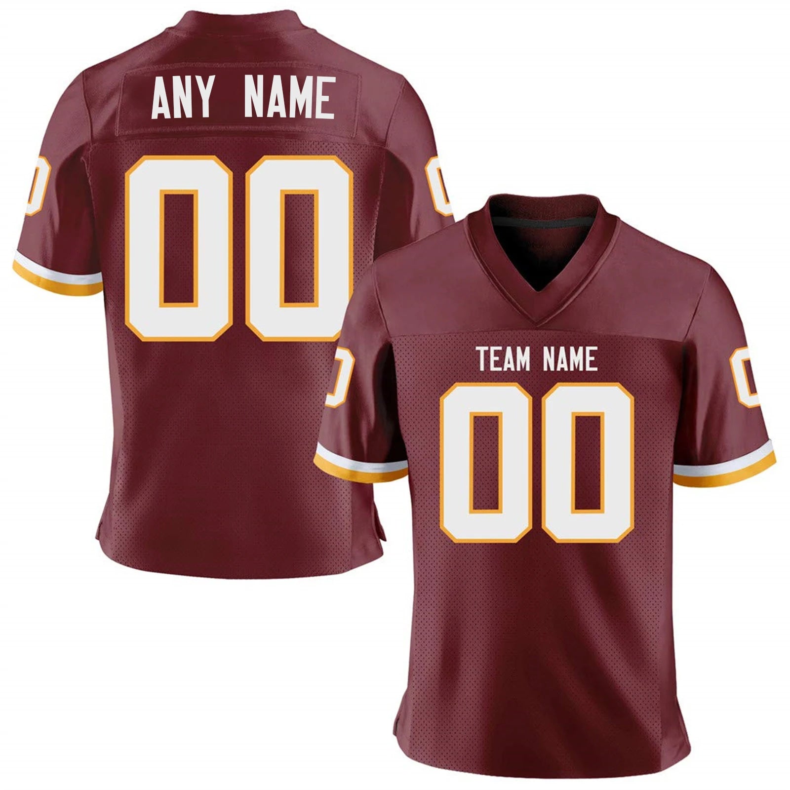 Custom Burgundy White American Football Jersey Personalized Printed Team Name Number Men Women Youth Kids Uniform Fans Gift