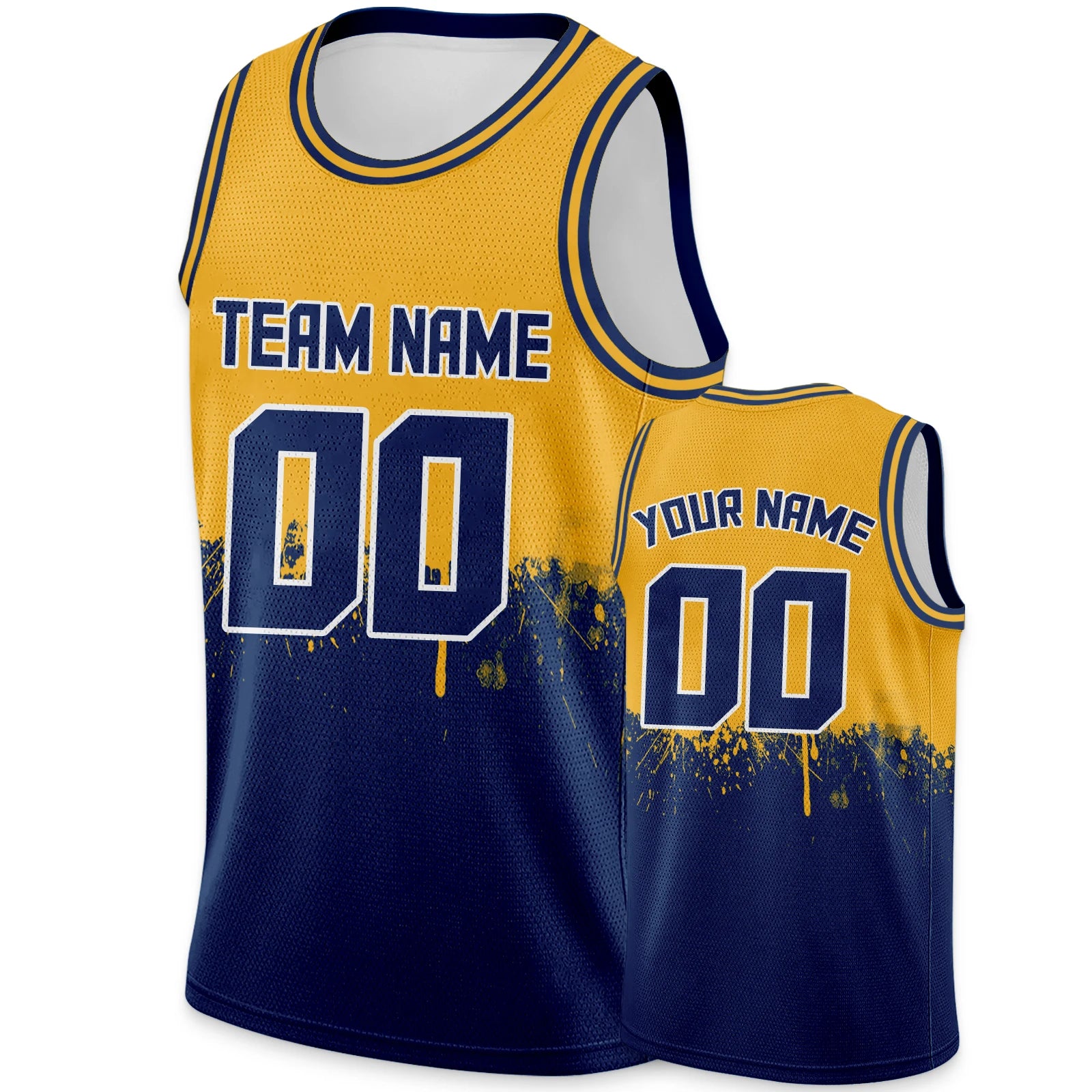 Custom Basketball Jersey Gold Navy Personalized Printed Your Own Name Number Logo Men/Women/Kids Quick Dry Sleeveless Shirts