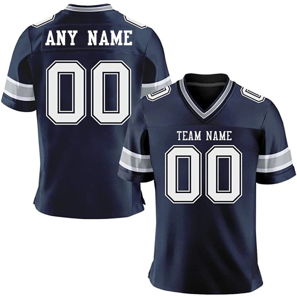 Custom American Football Jersey with Name Number, Personalized Navy Team Jersey Shirt, Sports Gift for Players, Fans, Men & Kids