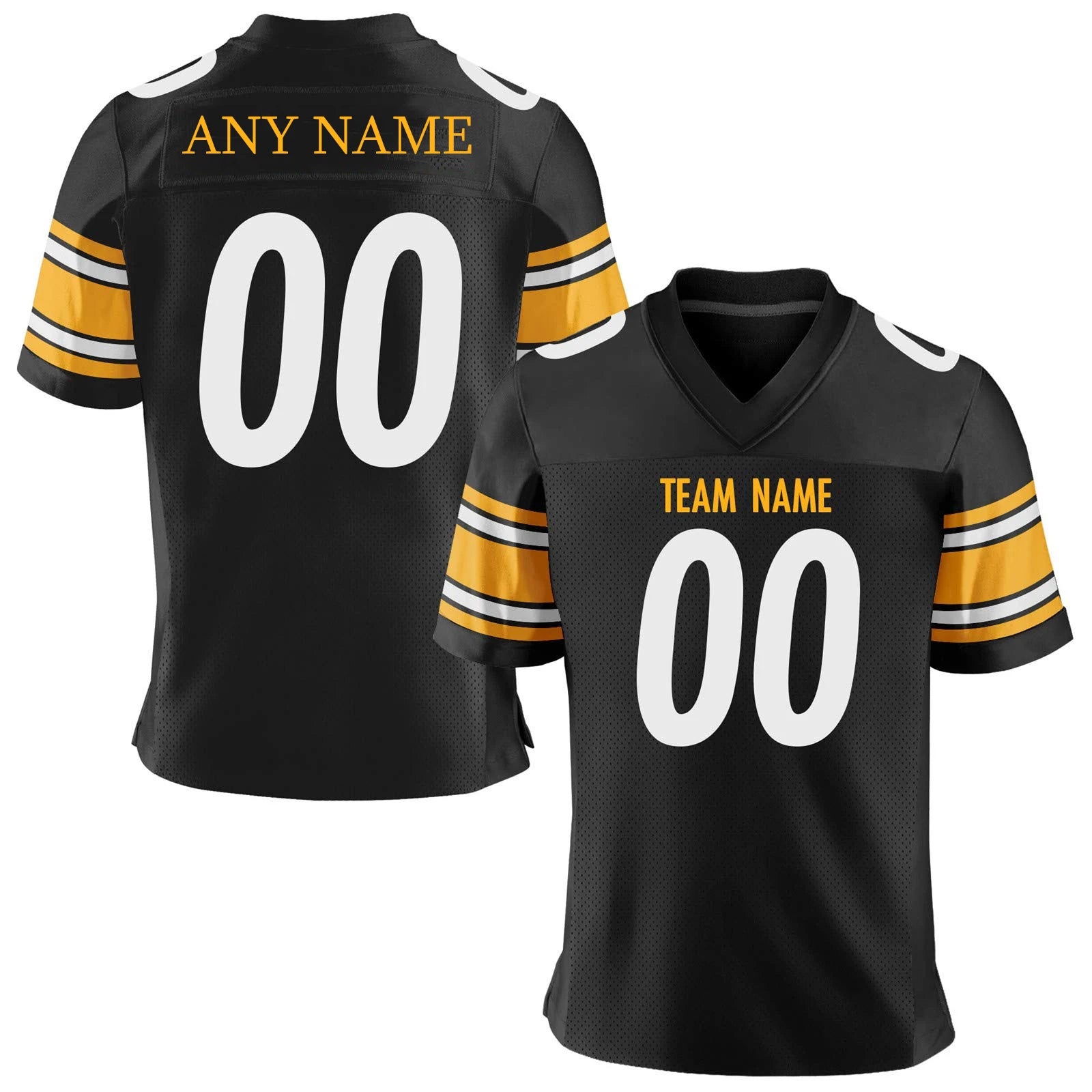 Personalized Black Gold American Football Jersey Custom Printed Team Name Number Fans Gift Men Women Youth Football Top