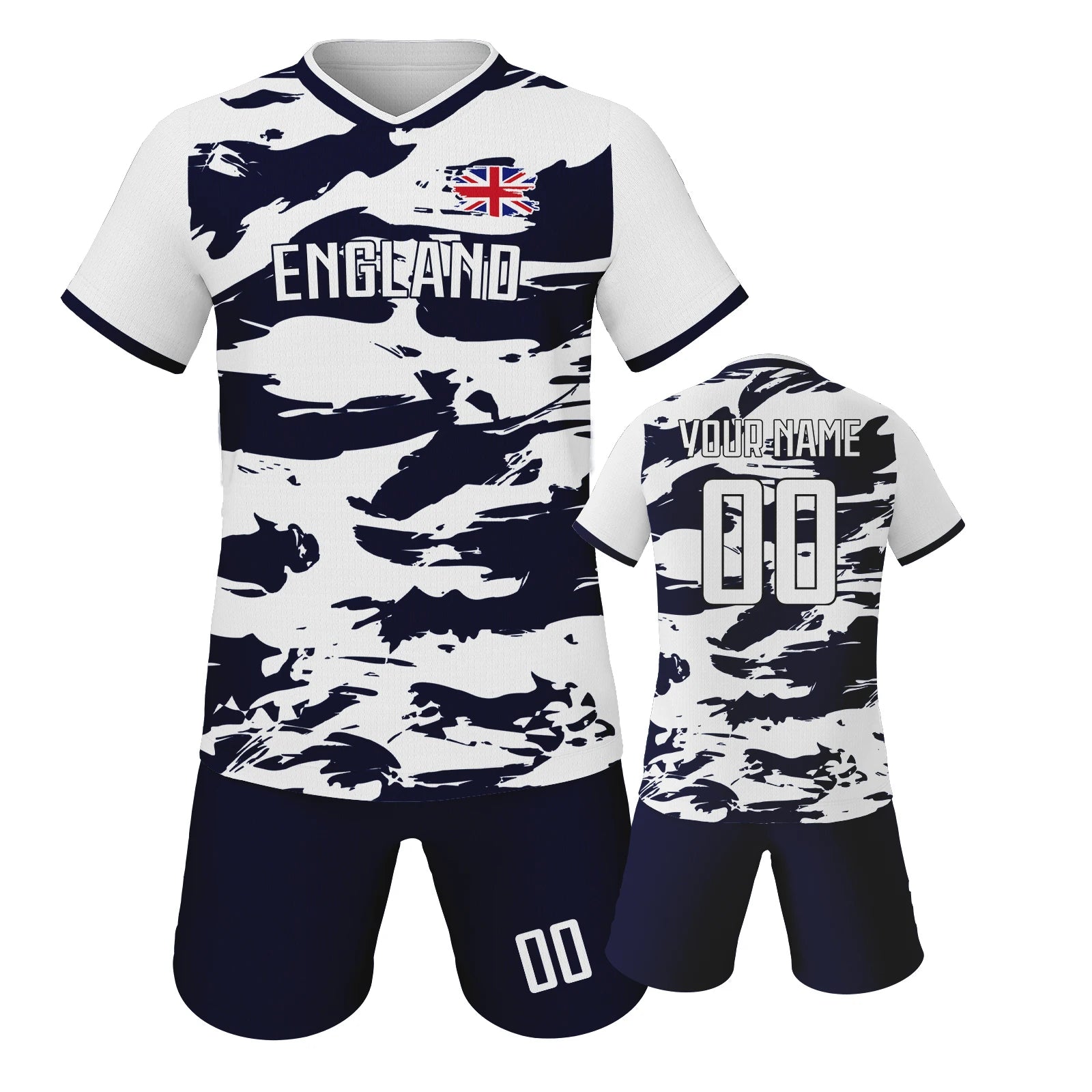 Custom England Soccer Jersey Kids Football Uniform Set Personalized Name Number Youth Team Training Kit for Boys and Girls