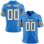 Custom American Football Jersey Blue White Personalized Printed Team Name Number Men Women Youth Kids Sports Fans Gift Uniform