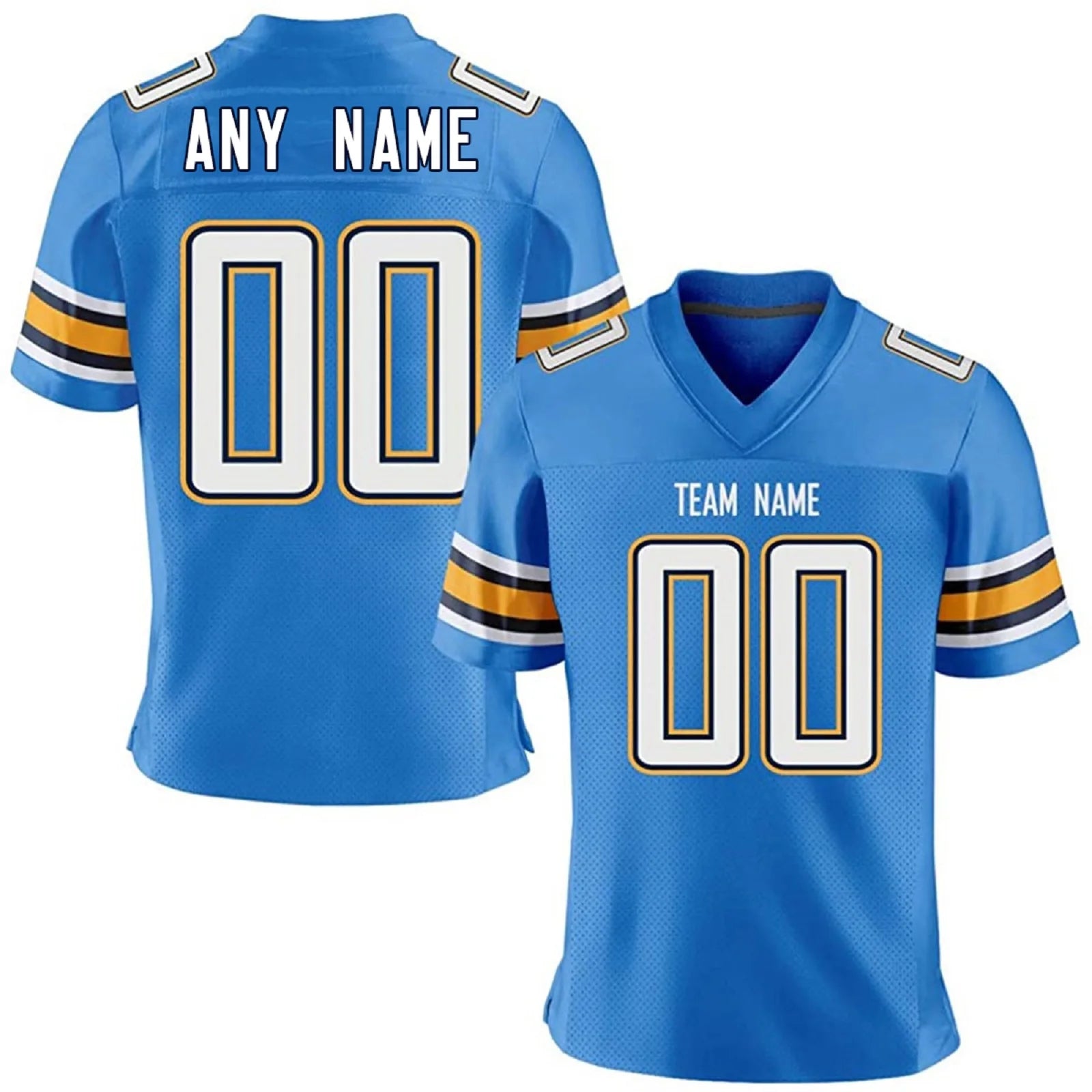 Custom American Football Jersey Blue White Personalized Printed Team Name Number Men Women Youth Kids Sports Fans Gift Uniform