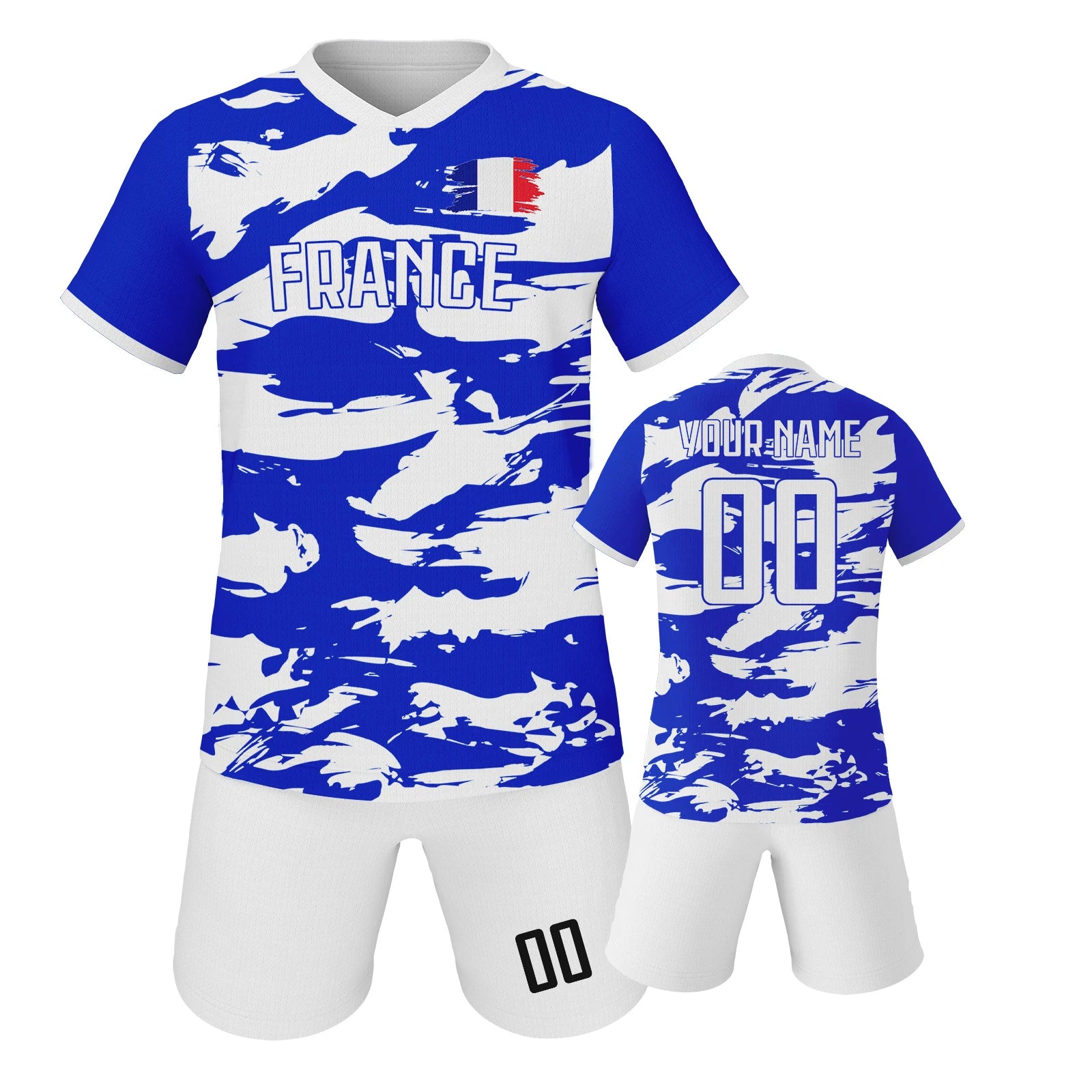 France Kids Football Jersey Custom Soccer Kit Youth Team Uniform Personalized Name Number Training Set Boys Girls Fans Gift
