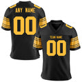 Personalized American Football Jersey Gold Short Sleeves, Printed Team Name Number Football Top, Men Women Youth Kids Fans Gift