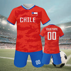 Custom Chile Soccer Jerseys for Kids Personalized Soccer Uniforms with Name Number Football Shirts Shorts Set for Boys Girls