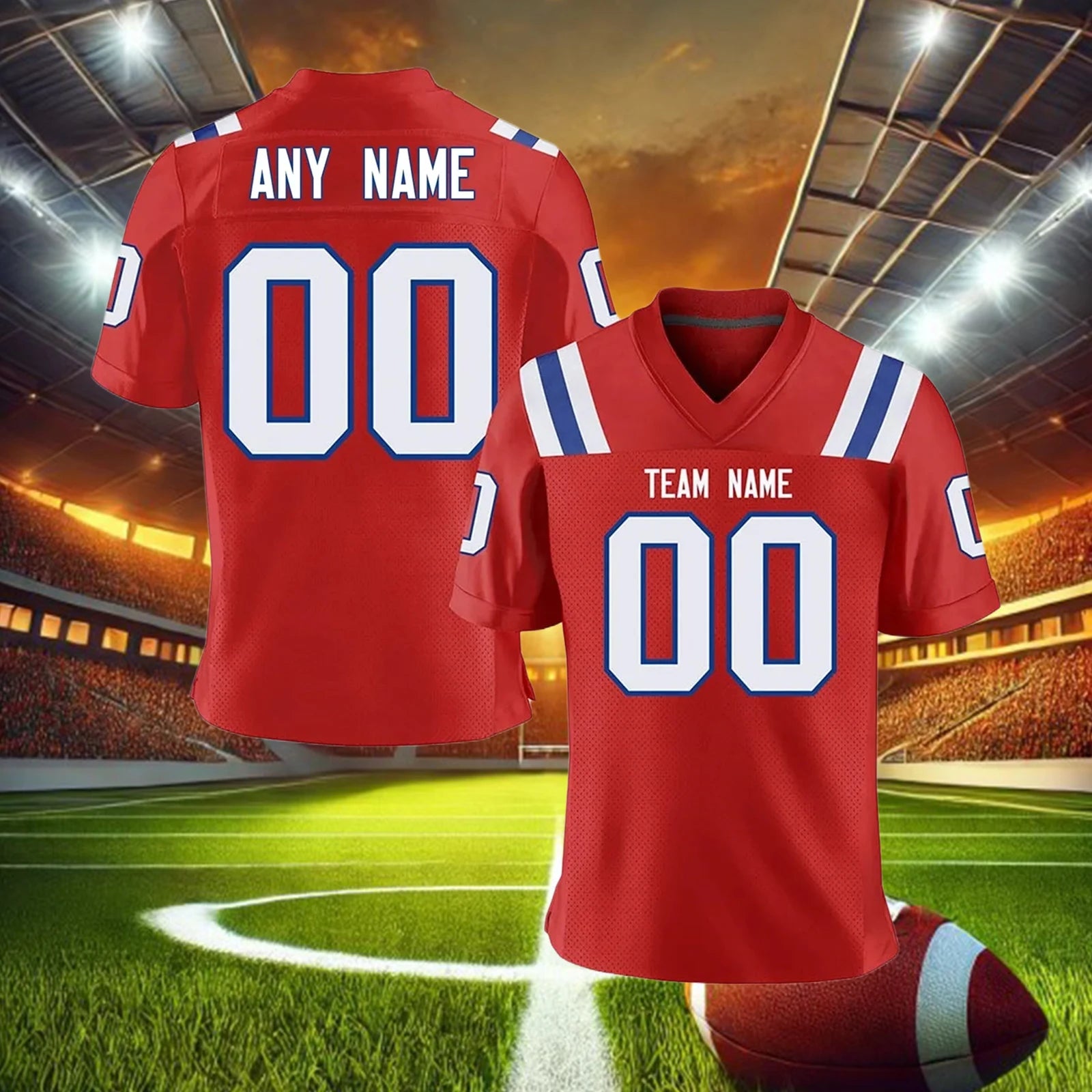 Personalized American Football Jersey, Navy White Custom Football Shirt, Printed Name Number Football Gift for Men Women Fans