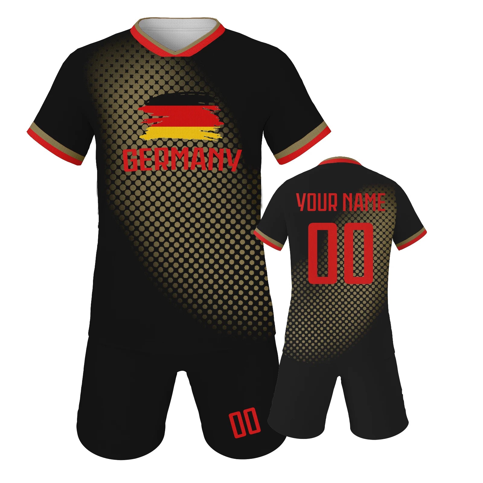 Custom Kids Soccer Jersey Shorts Germany Football Set with Personalized Name and Number School Team Club Training Jerseys