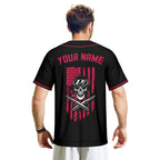 Custom Black Baseball Jersey with Skull Personalized Name Number Shirt Men Women Youth Kids Party Halloween Streetwear