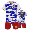 USA Kids Football Set Custom Soccer Jersey Shorts Personalized Name Number Team Training Uniform for Boys Girls Youth Fans