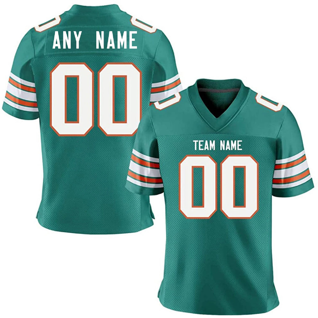 Personalized Aqua American Football Jersey Custom Printed Team Name Number for Men Women Kids Youth Football Uniform