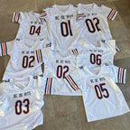 Custom American Football Jersey White Personalized Football Shirt with Printed Team Name Number Football Fans Gift for Adult Kid