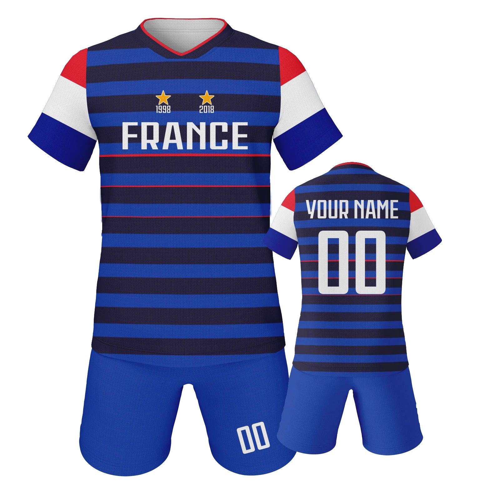France Kids Football Jersey Custom Soccer Kit Youth Team Uniform Personalized Name Number Training Set Boys Girls Fans Gift