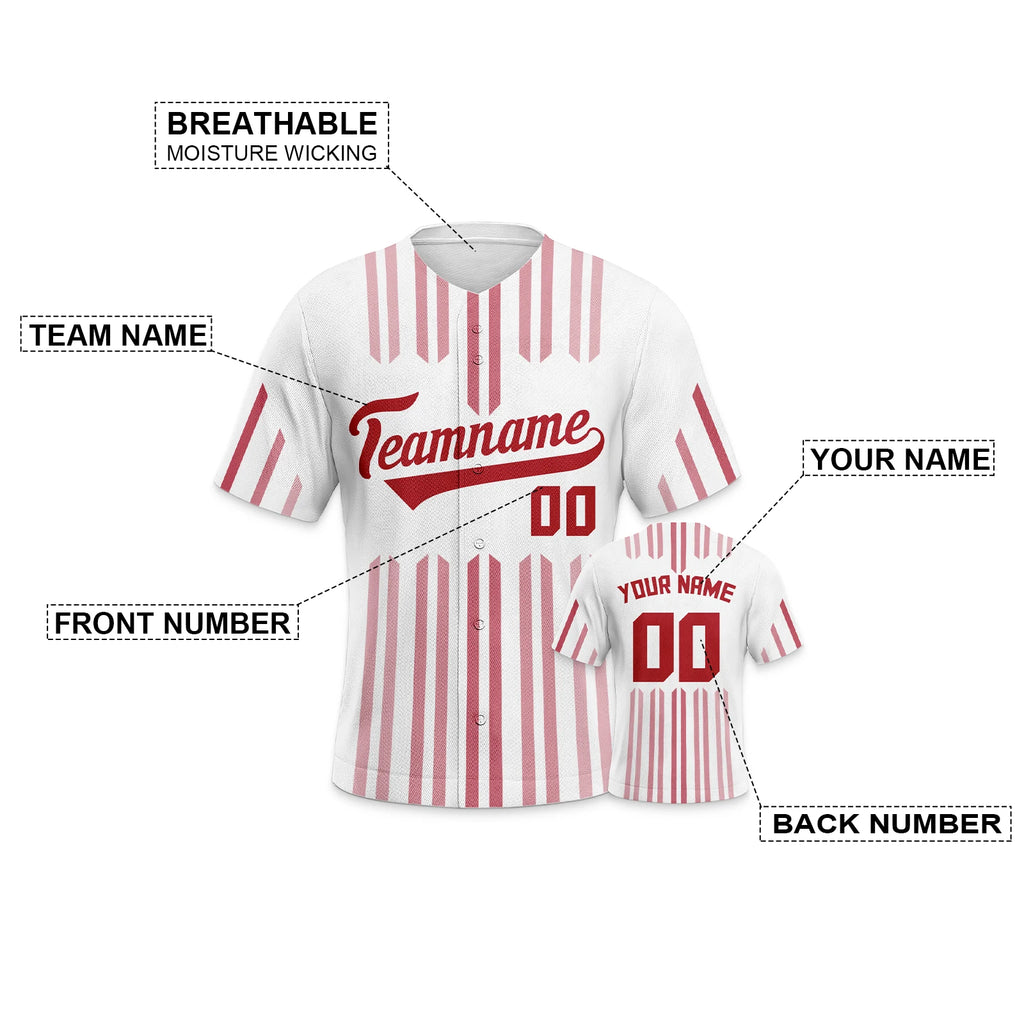 Custom Baseball Jersey Red White Baseball Shirts Personalized Printed Team Name Number Sports Uniform for Adults Kids Boys