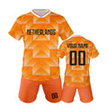 Customized Netherlands Soccer Jersey and Shorts Dutch Kids Football Set Breathable Soccer Training Uniform for Boys Girls