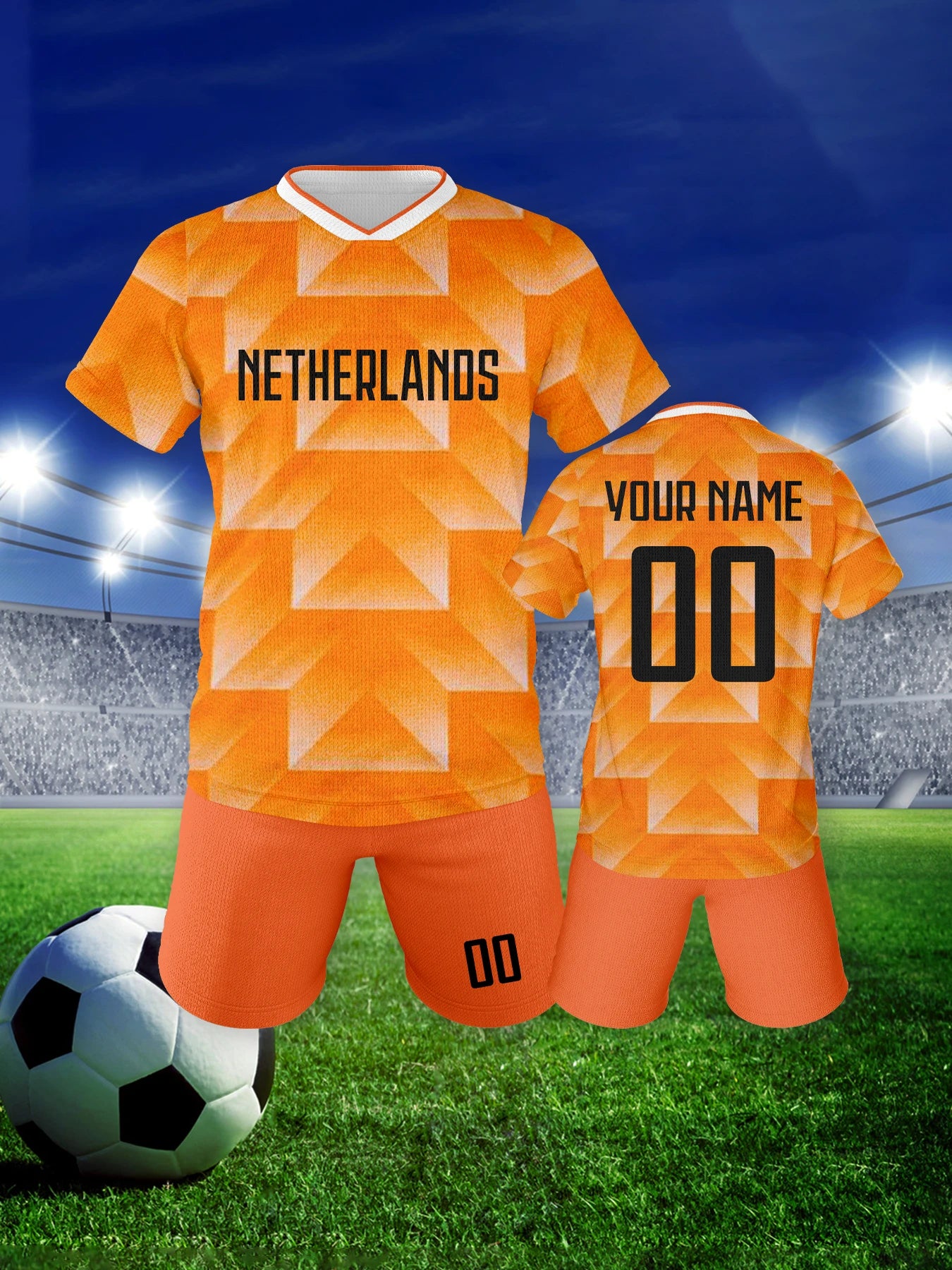 Customized Netherlands Soccer Jersey and Shorts Dutch Kids Football Set Breathable Soccer Training Uniform for Boys Girls