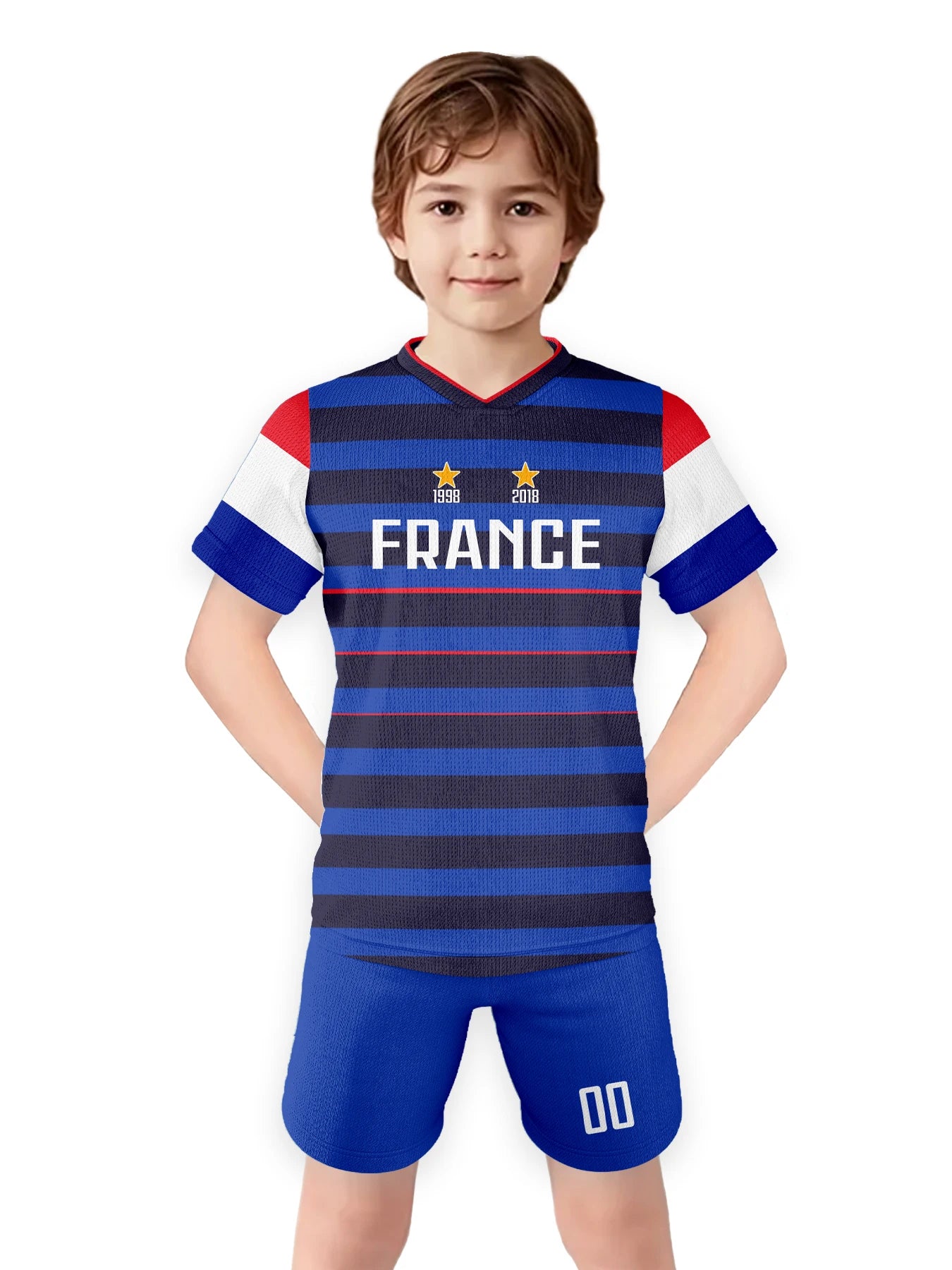 Personalized Soccer Jersey Shorts France Kids Football Shirts with Name Number Team Training Outfit Breathable Youth Soccer Kit