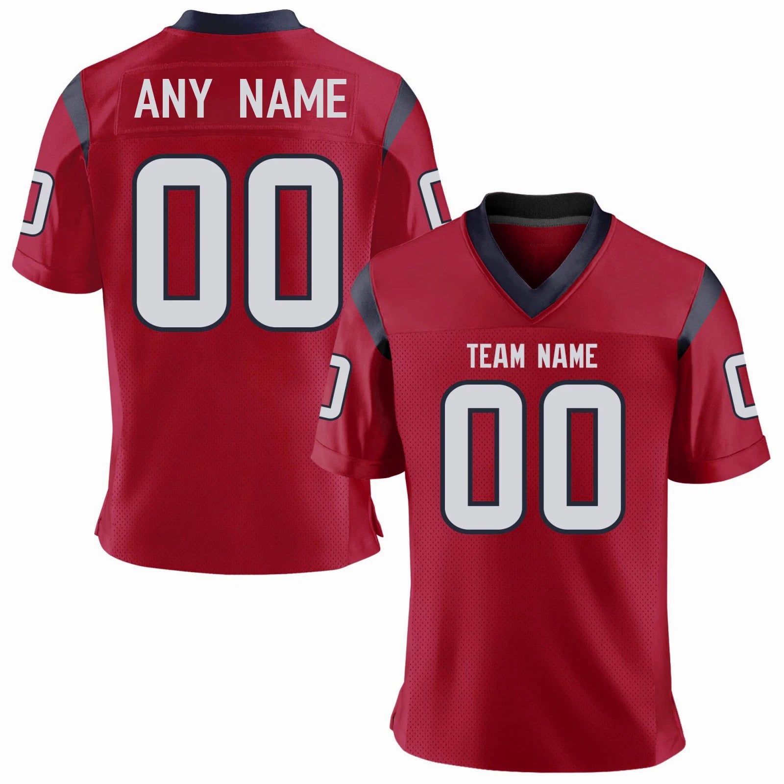 Custom American Football Jersey Black Red Print Football Shirt with Team Name Number Football Top Men Women Kids Youth Jersey