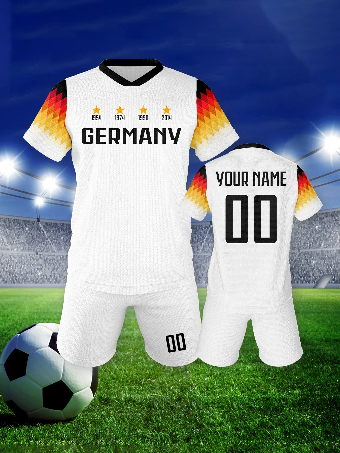 Custom Kids Soccer Jersey Shorts Germany Football Set with Personalized Name and Number School Team Club Training Jerseys