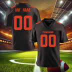 Custom Brown American Football Jersey Personalized Printed Team Name Number Adult Kids Quick-Drying Training Football Shirt