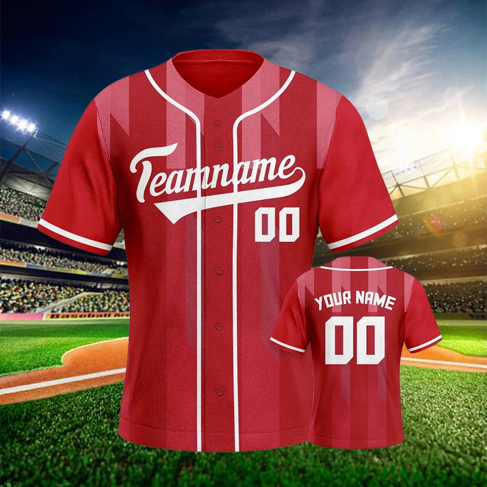 Custom Baseball Jersey Red White Baseball Shirts Personalized Printed Team Name Number Sports Uniform for Adults Kids Boys
