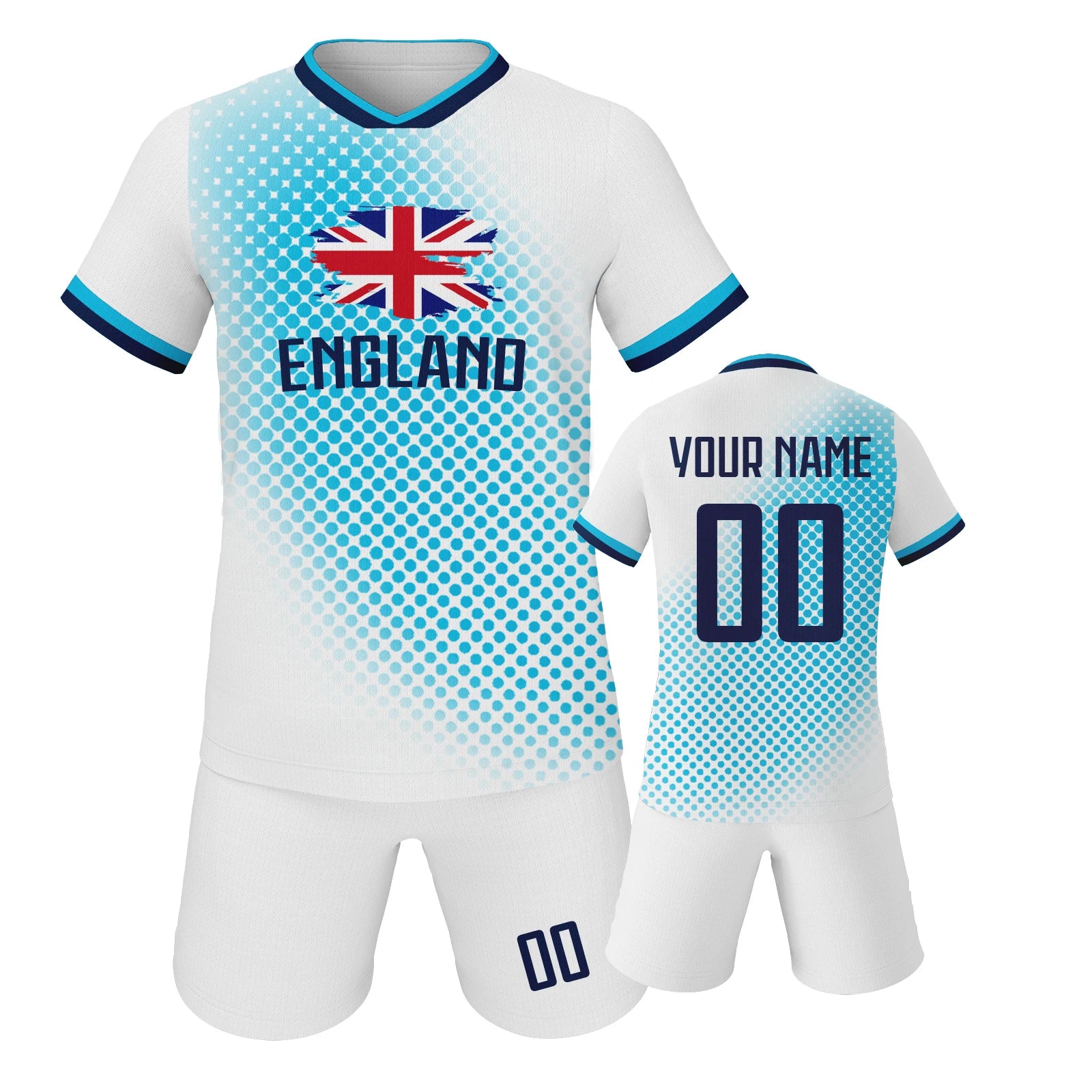 Custom England Soccer Jersey Kids Football Uniform Set Personalized Name Number Youth Team Training Kit for Boys and Girls
