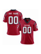 Custom American Football Jersey Black Red Print Football Shirt with Team Name Number Football Top Men Women Kids Youth Jersey