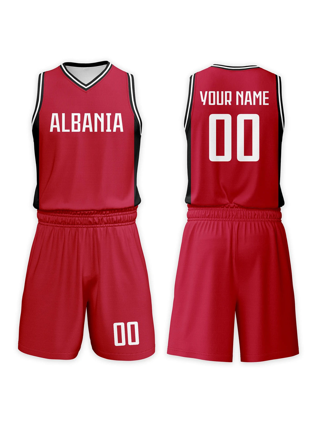 Custom Albania Basketball Set for Kids Personalized Name Number Jersey and Shorts Basketball Team Uniform for Boys & Girls 3-14Y