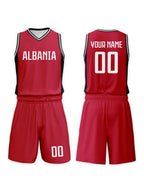 Custom Albania Basketball Set for Kids Personalized Name Number Jersey and Shorts Basketball Team Uniform for Boys & Girls 3-14Y