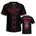 Custom Black Baseball Jersey with Skull Personalized Name Number Shirt Men Women Youth Kids Party Halloween Streetwear