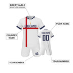 Custom England Soccer Jersey Kids Football Uniform Set Personalized Name Number Youth Team Training Kit for Boys and Girls