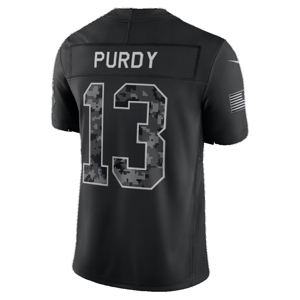 SF.49ers #13 Brock Purdy Black 2026 Salute to Service Stitched Limited Football jersey MWATKINS
