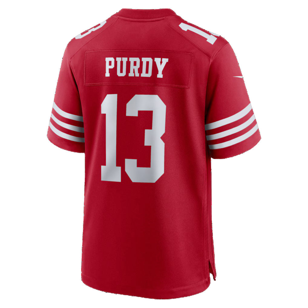 SF.49ers #13 Brock Purdy Scarlet 80th Anniversary Game Stitched Football Jerseys