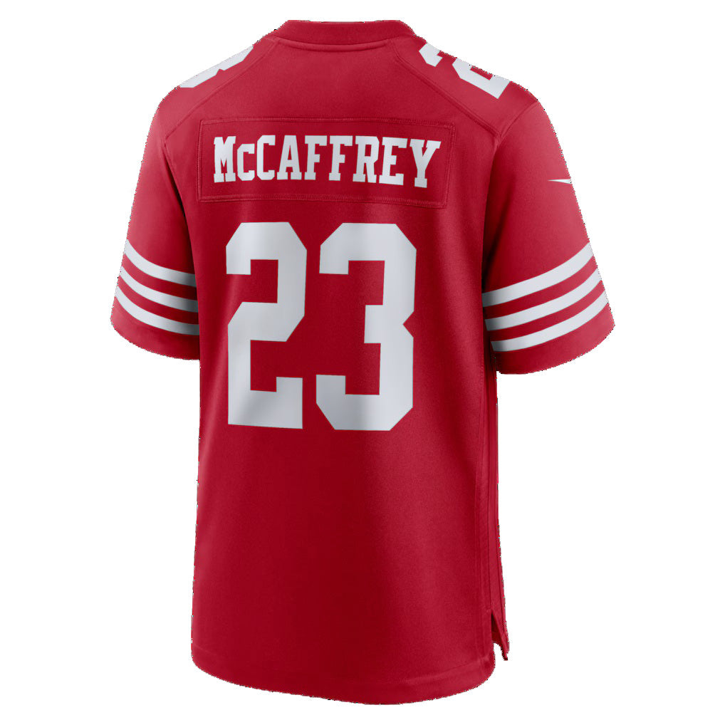 SF.49ers #23 Christian McCaffrey Scarlet 80th Anniversary Stitched Football Jerseys