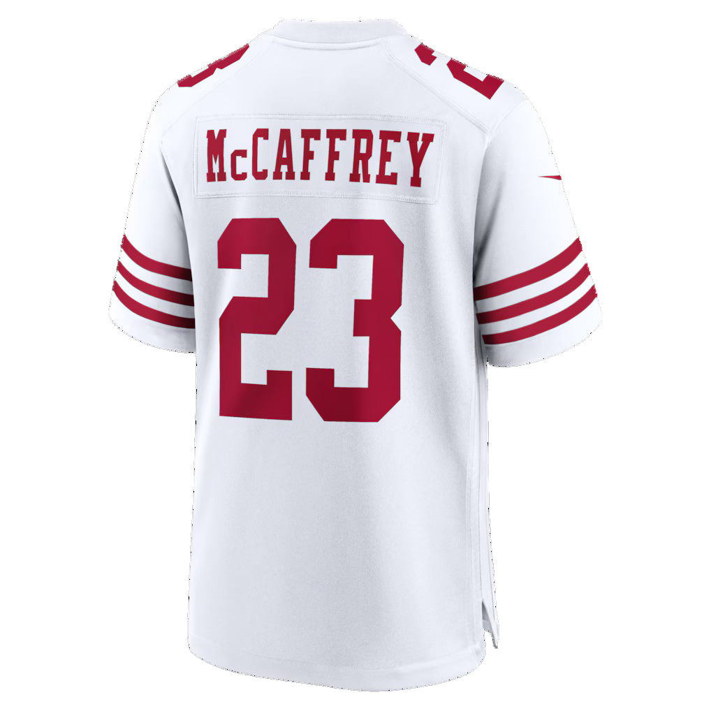 SF.49ers #23 Christian McCaffrey White 80th Anniversary Game Stitched Football Jerseys