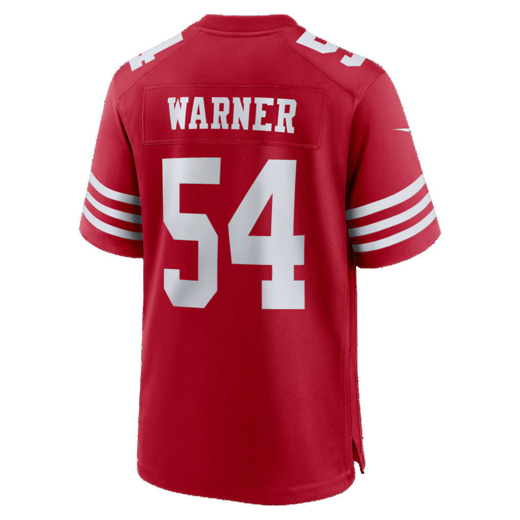 SF.49ers #54 Fred Warner Scarlet 80th Anniversary Game Stitched Football Jerseys