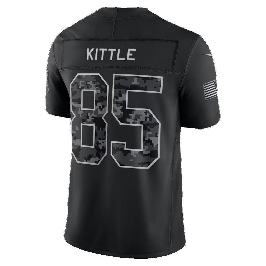 SF.49ers #85 George Kittle Black 2026 Salute to Service Stitched Limited Football jersey MWATKINS
