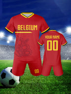Belgium Customized Football Jersey for Kids Boys Soccer Jersey Set Personalized Summer Football Uniforms Girls Tracksuit 3-14Y