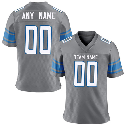 Custom American Football Jersey Personalized Printed Team Name Number Training Uniform Blue Gray Fans Gift for Adults Kids