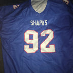 Custom American Football Jersey, Personalized Blue White Team Shirt with Printed Name and Number, Fan Gift for Men Women Youth