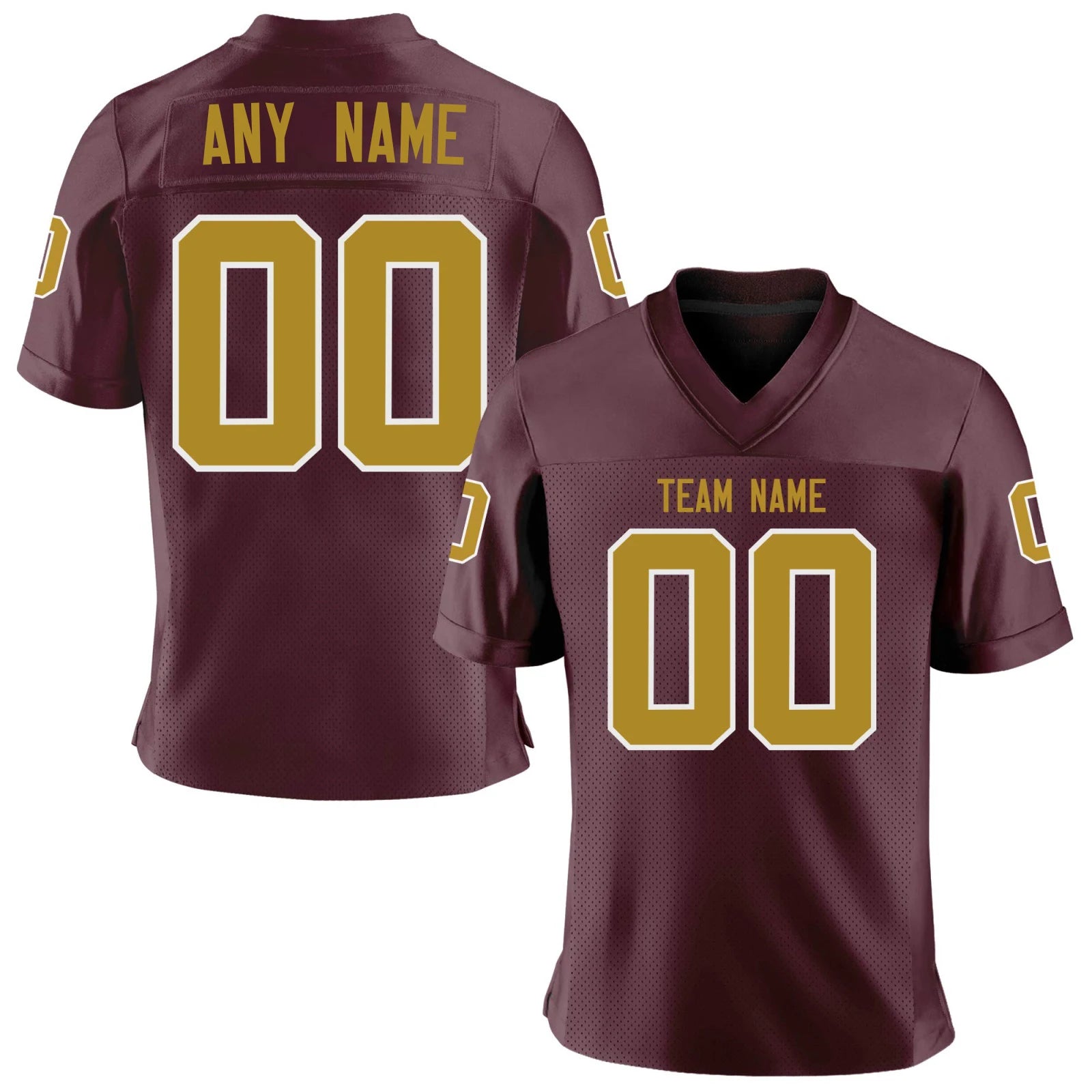 Custom Burgundy White American Football Jersey Personalized Printed Team Name Number Men Women Youth Kids Uniform Fans Gift