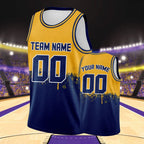 Custom Basketball Jersey Gold Navy Personalized Printed Your Own Name Number Logo Men/Women/Kids Quick Dry Sleeveless Shirts