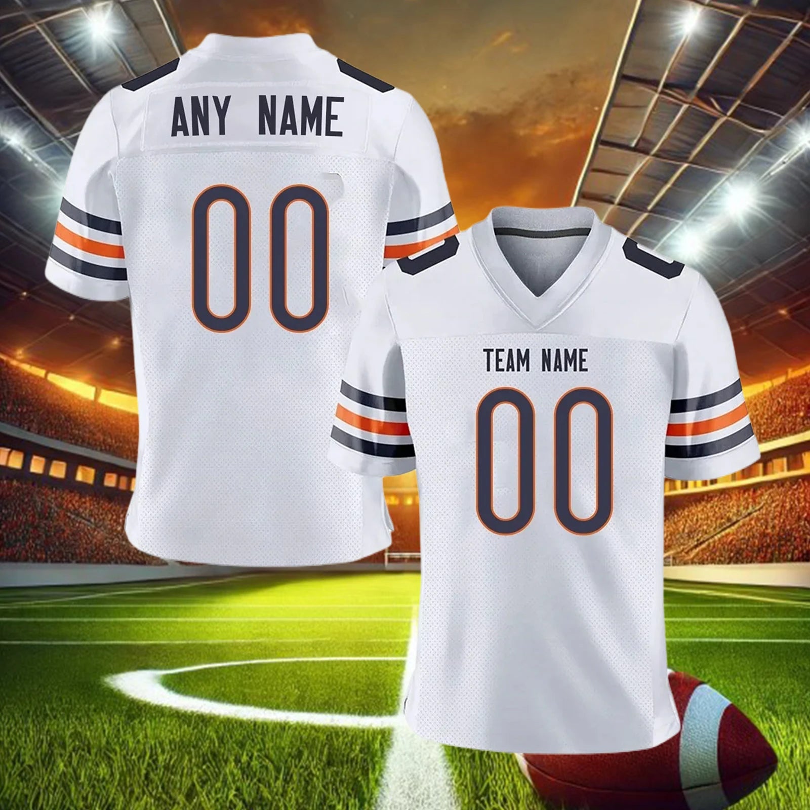 Custom American Football Jersey White Personalized Football Shirt with Printed Team Name Number Football Fans Gift for Adult Kid