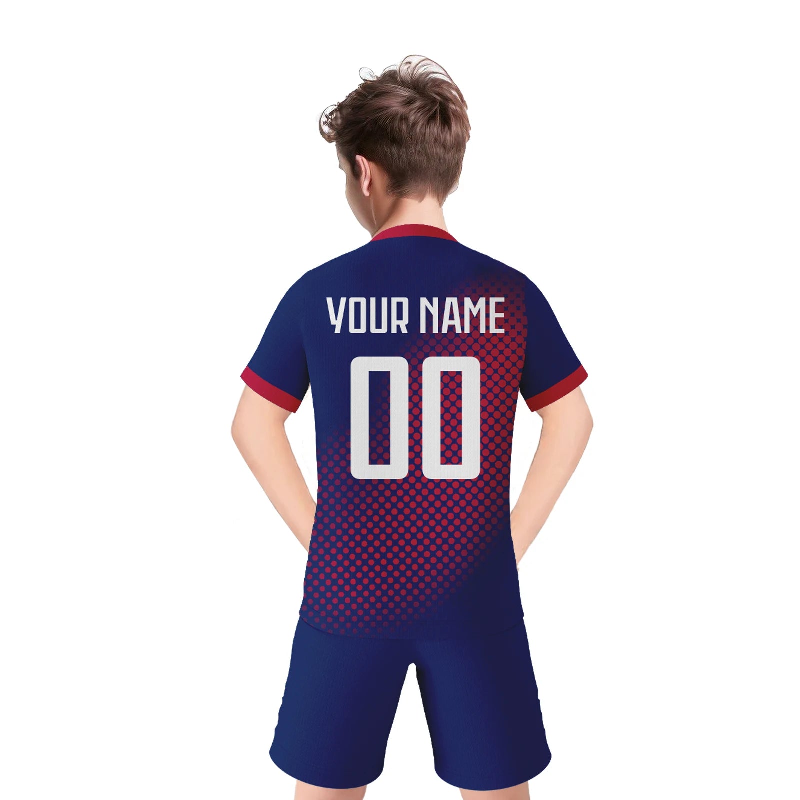 USA Kids Football Set Custom Soccer Jersey Shorts Personalized Name Number Team Training Uniform for Boys Girls Youth Fans