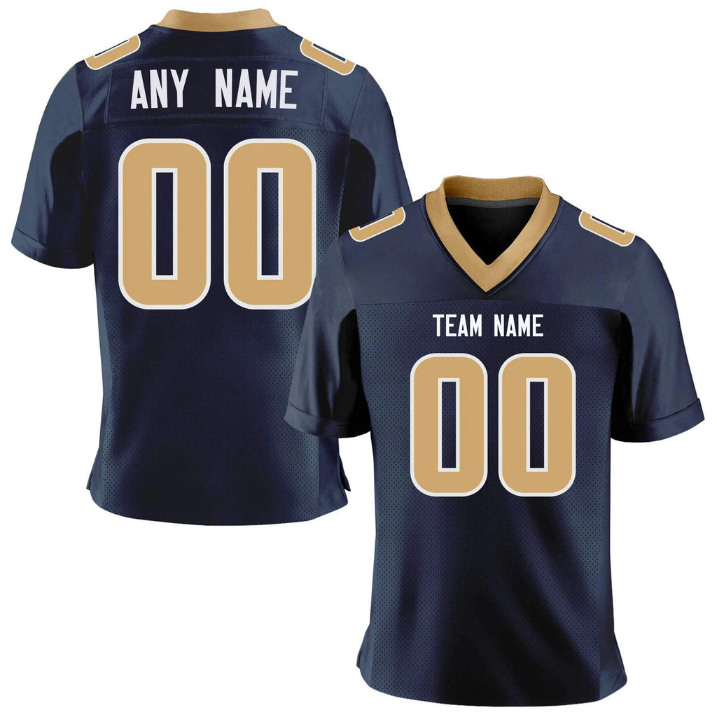 Custom Navy American Football Jersey, Personalized Football Shirt with Team Name Number, Football Fans Gift for Men Women Kids