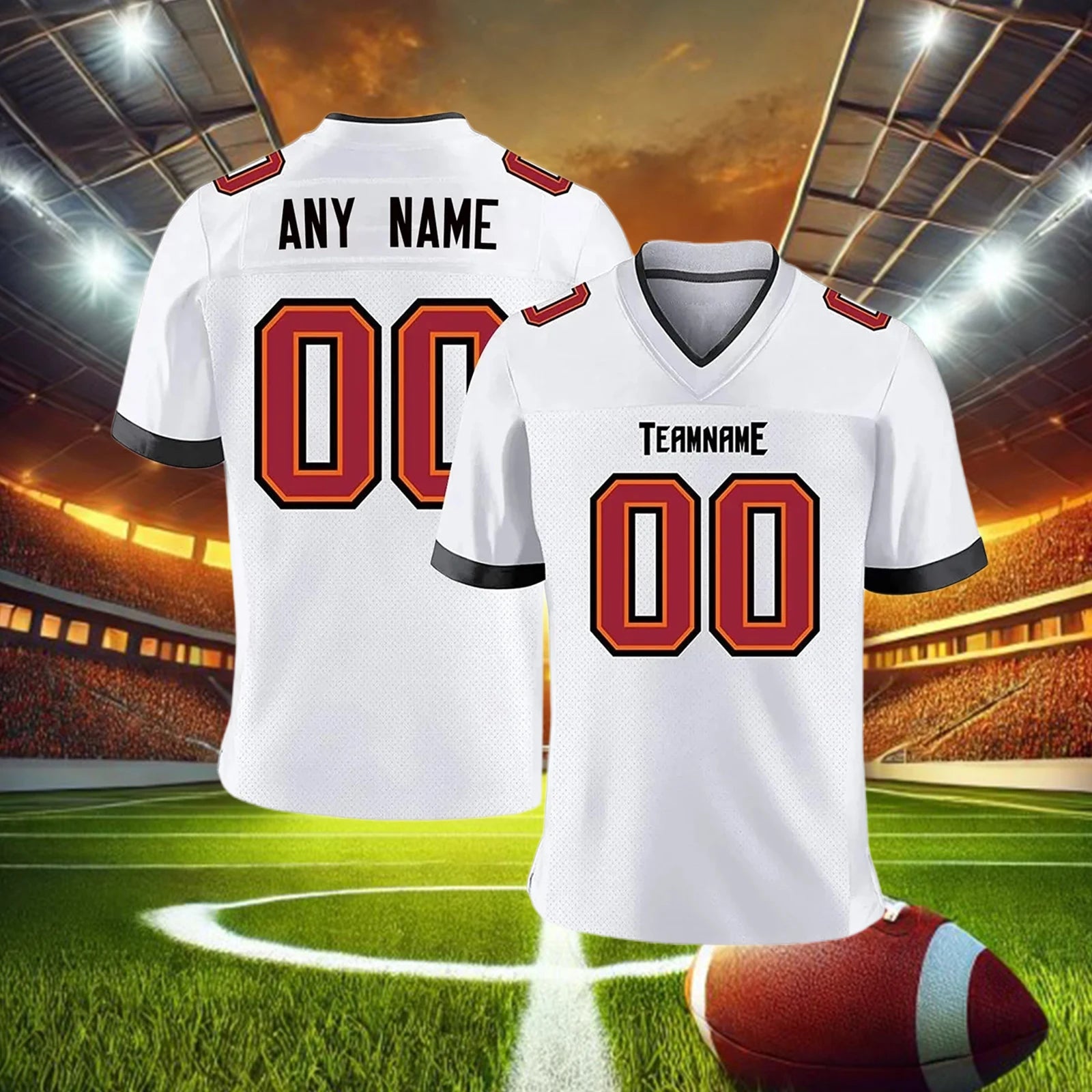 Custom Red American Football Jersey Shirt for Men Women Youth Kids Personalized Printed Team Name Number Football Top