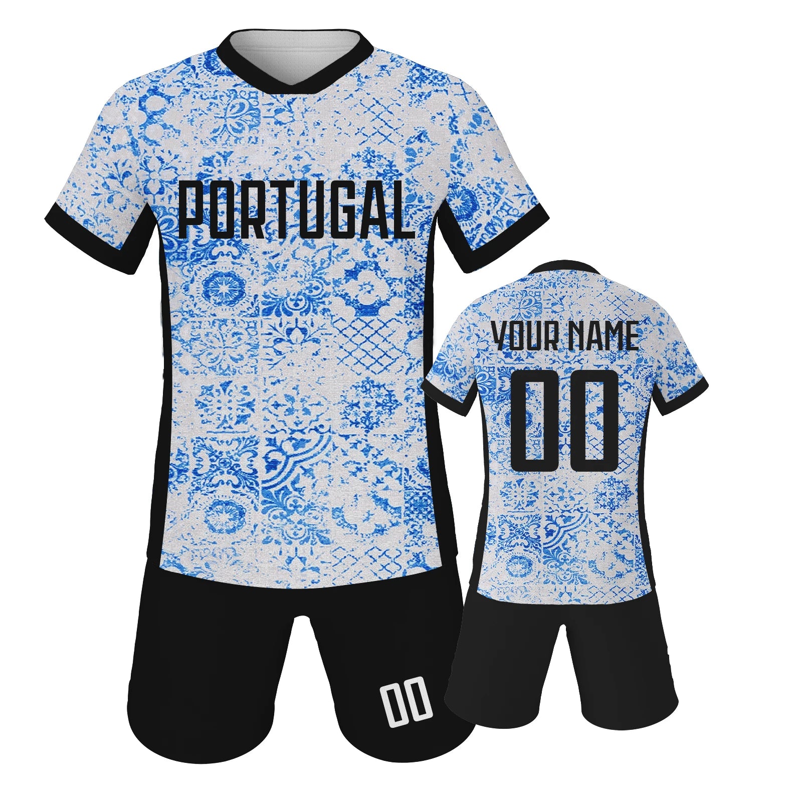Custom Kids Portugal Soccer Jersey Set with Name Number Personalized Football Kit Team Club Uniforms Boys Girls Soccer Gifts